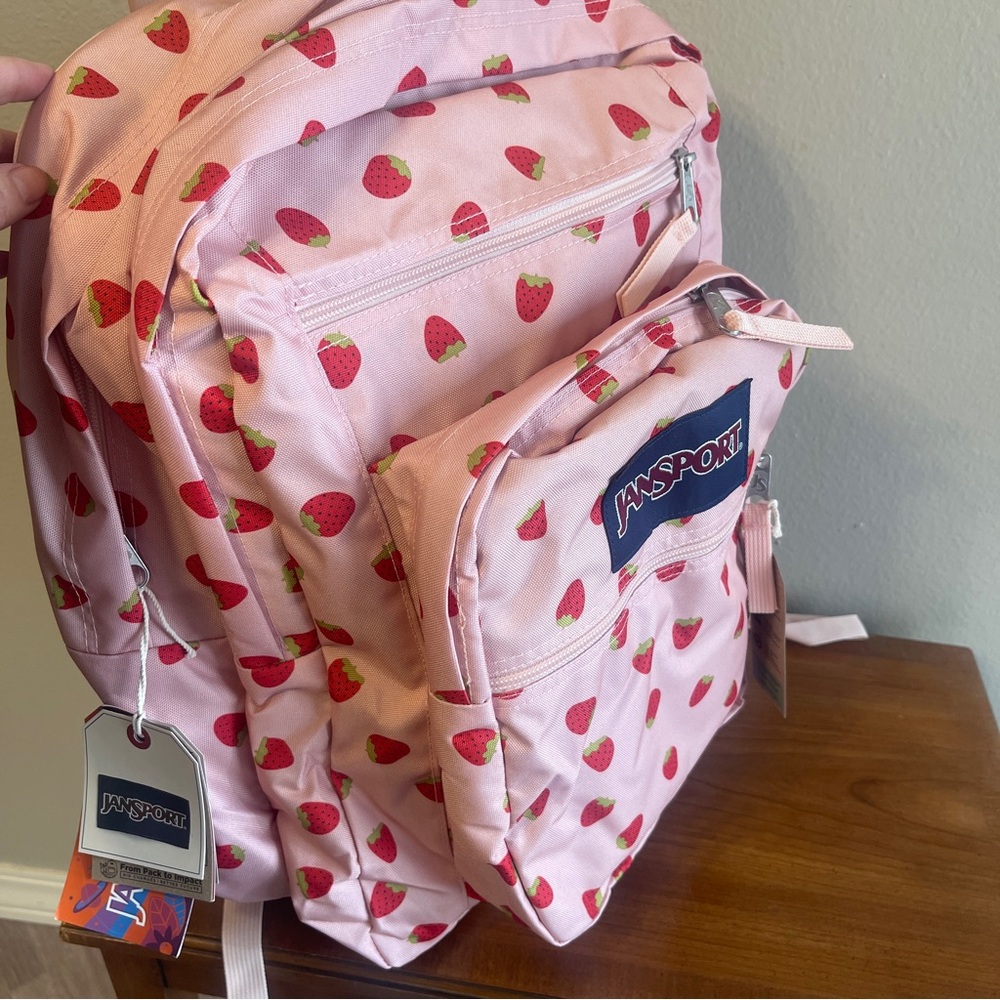 JanSport XL Backpack in Pink with Strawberry ๐ Shower Design - Picture 8 of 13